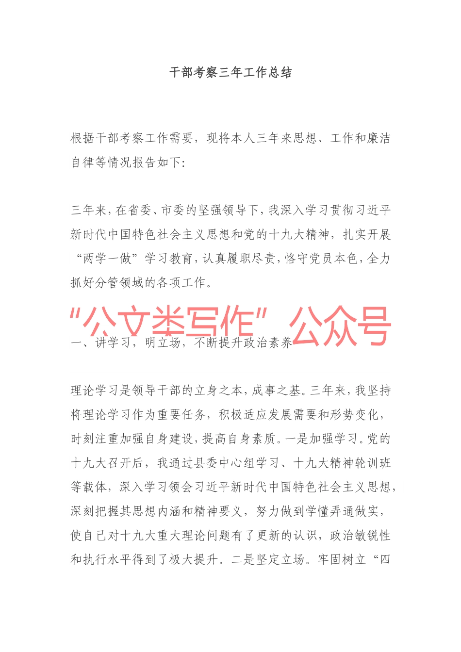 干部考察三年工作总结2_第1页