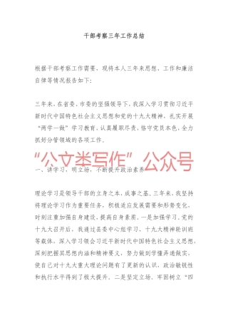 干部考察三年工作总结2