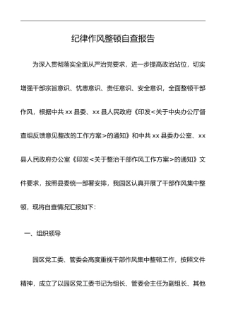 纪律作风整顿自查报告