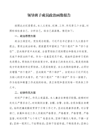 纪委监委：领导班子成员政治画像报告