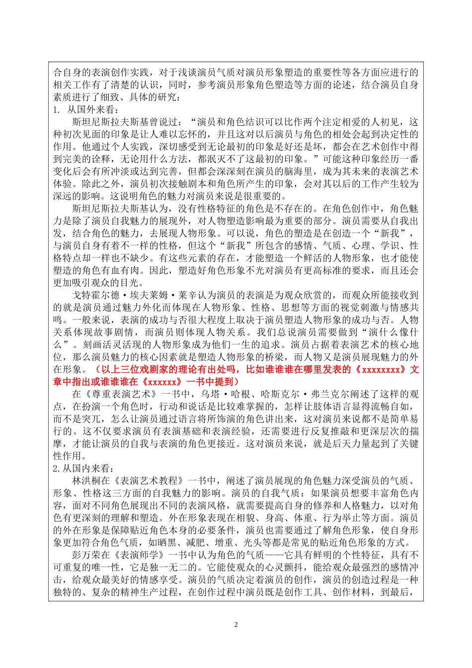 浅谈演员气质对演员形象塑造的重要性开题报告_第2页