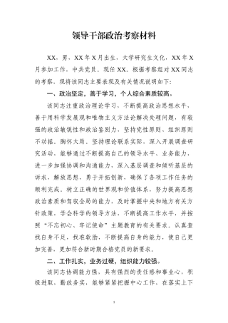 领导干部个人政治考察材料