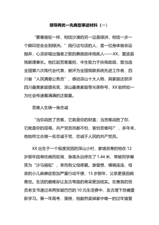 领导两优一先典型事迹材料