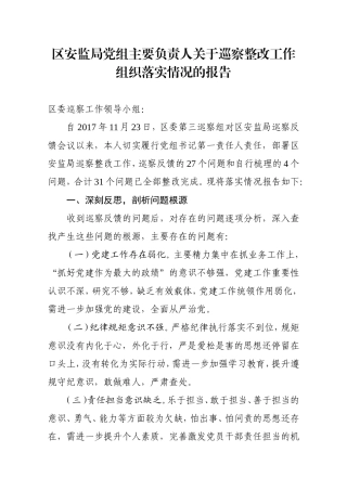 局机关：安监局主要负责人组织落实巡察整改情况报告2[1]