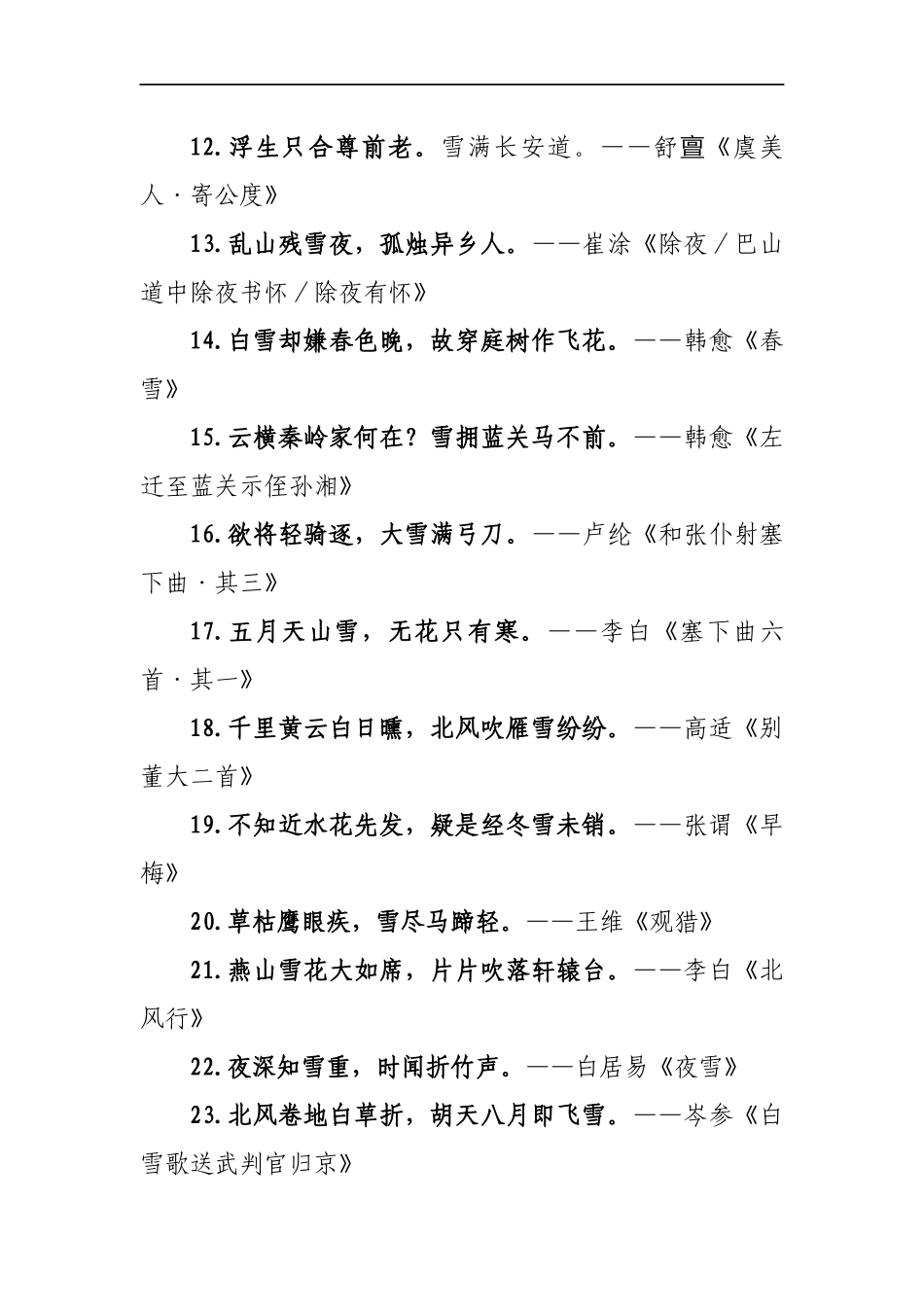 描写雪的诗句100句_第2页