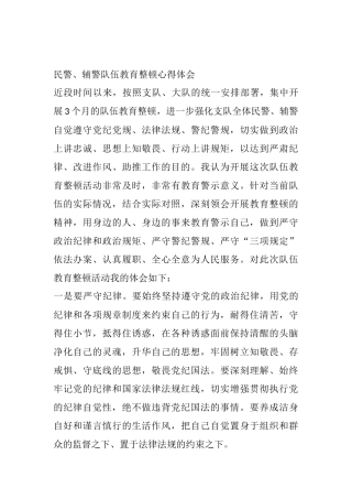 民警、辅警队伍教育整顿心得体会