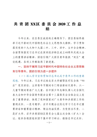 团委2020年工作总结