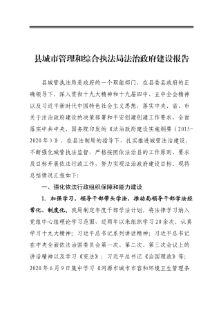 某县城市管理和综合执法局法治政府建设报告