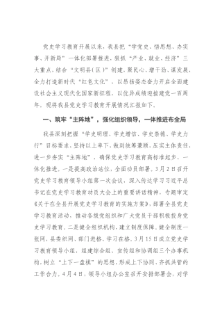 某县建党100周年学习教育进展情况汇报