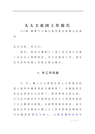 人大主席团工作报告