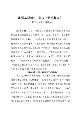 先进基层党组织事迹材料 村党支部