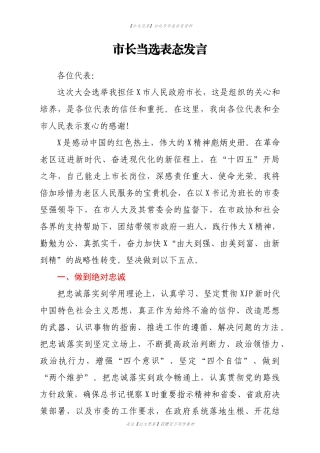 市长当选表态发言
