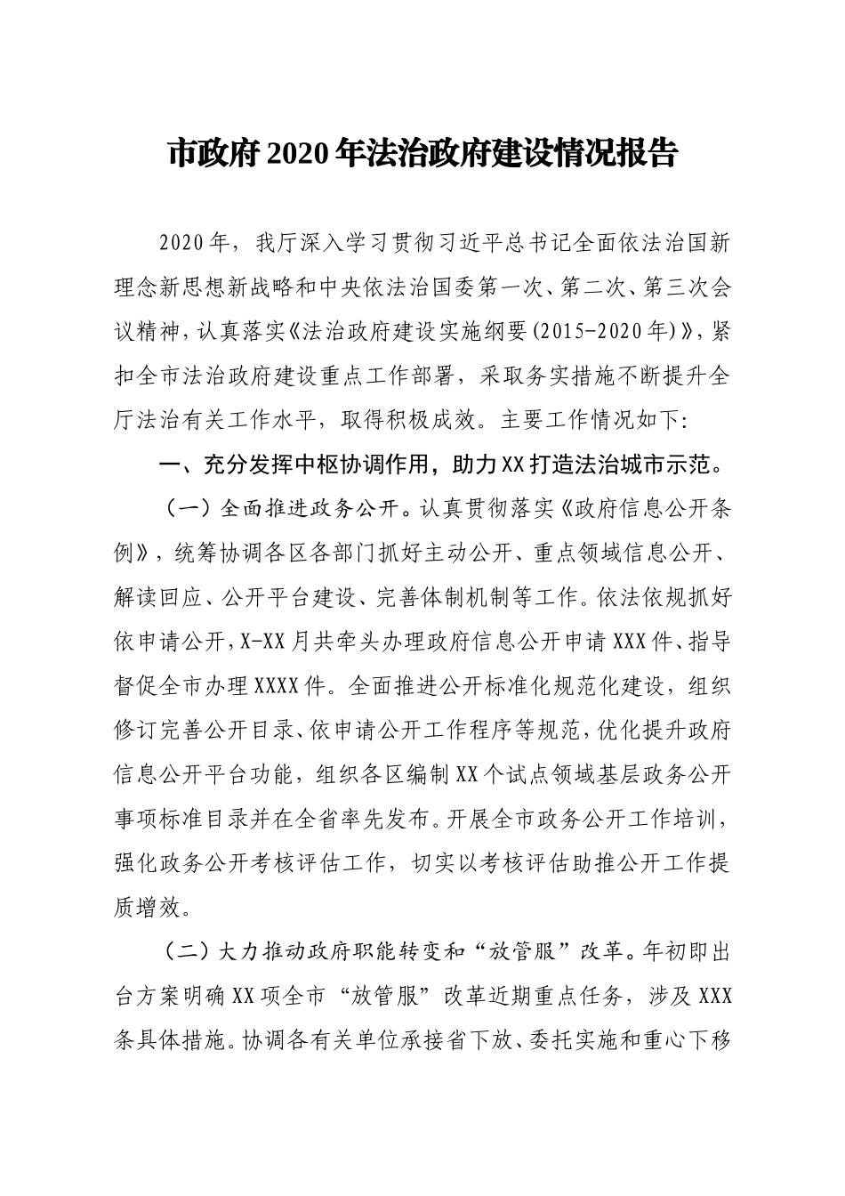 市政府2020年法治政府建设情况报告_第1页