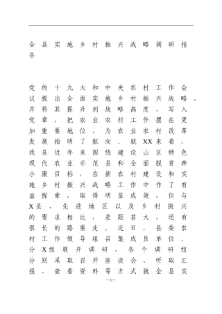 实施乡村振兴战略调研报告