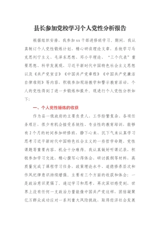 县长参加党校学习个人党性分析报告