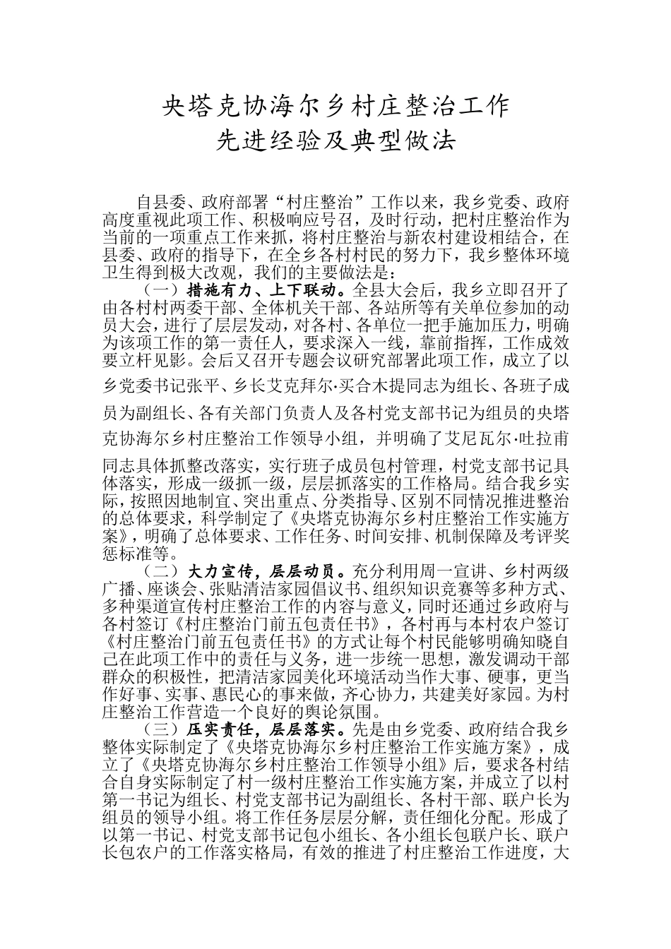 乡村庄整治工作先进经验及典型做法_第1页