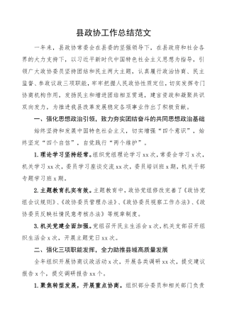 县政协工作总结范文