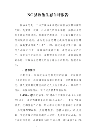 县政治生态自评报告