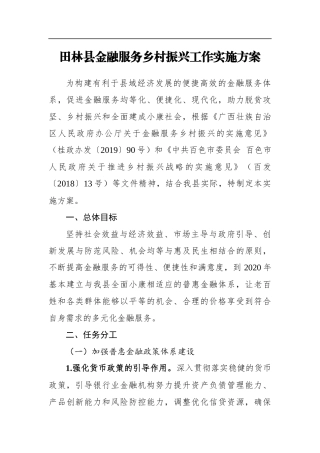 田林县金融服务乡村振兴工作实施方案_转换