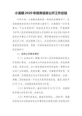 乡镇2020年政务信息公开工作总结