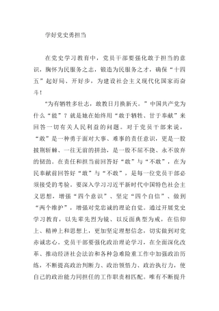 学习党史心得体会——学好党史勇担当