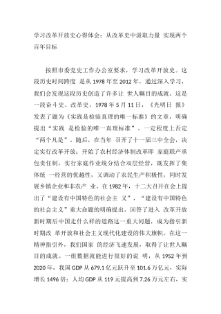 学习改革开放史心得体会