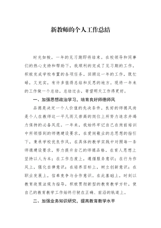 新教师的个人工作总结