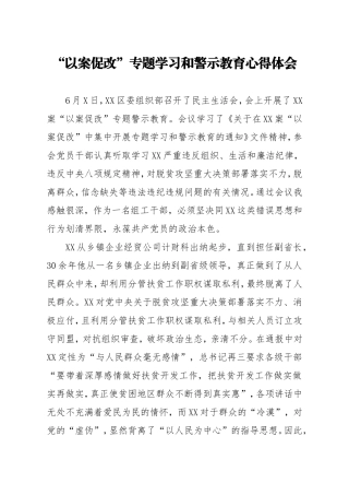 以案促改专题学习和警示教育心得体会