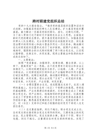 2024年跨村联建党组织总结