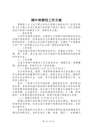 2024年阔叶林禁伐工作方案