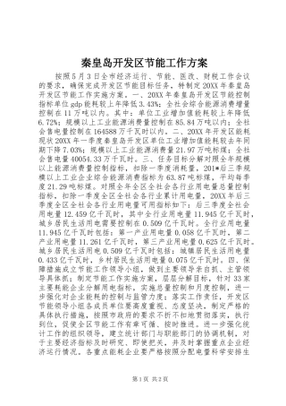 2024年秦皇岛开发区节能工作方案
