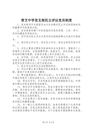 2024年青艾中学党支部民主评议党员制度