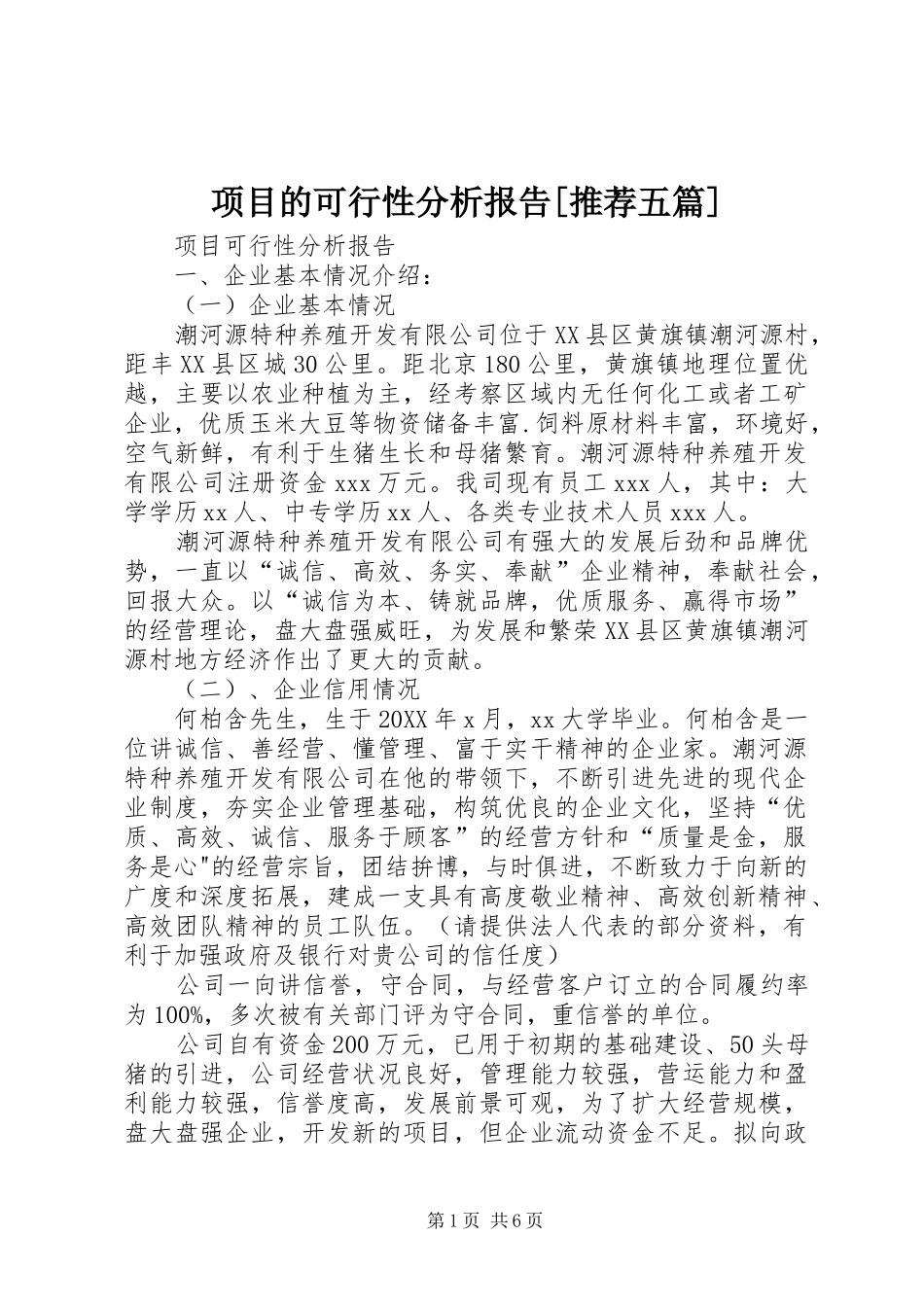 2024年项目的可行性分析报告推荐五篇_第1页