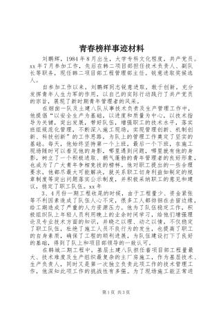 2024年青春榜样事迹材料