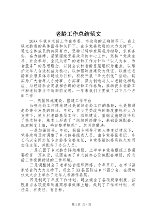 2024年老龄工作总结范文