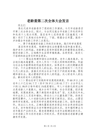 2024年老龄委第二次全体大会讲话