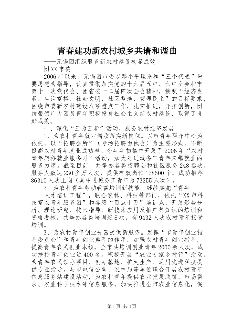 2024年青春建功新农村城乡共谱和谐曲_第1页