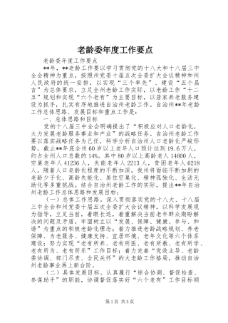2024年老龄委年度工作要点