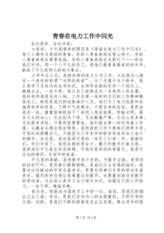 2024年青春在电力工作中闪光