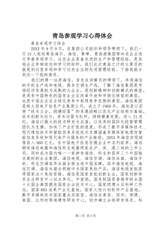 2024年青岛参观学习心得体会