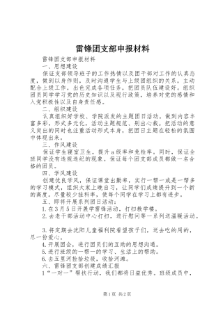 2024年雷锋团支部申报材料