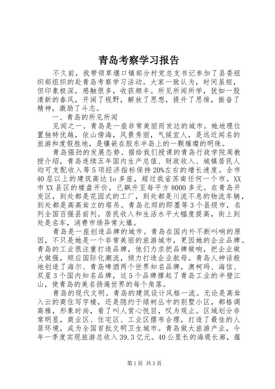 2024年青岛考察学习报告_第1页