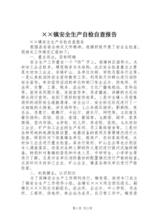 2024年镇安全生产自检自查报告