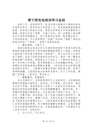 2024年青干班充电培训学习总结