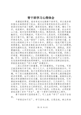 2024年青干班学习心得体会