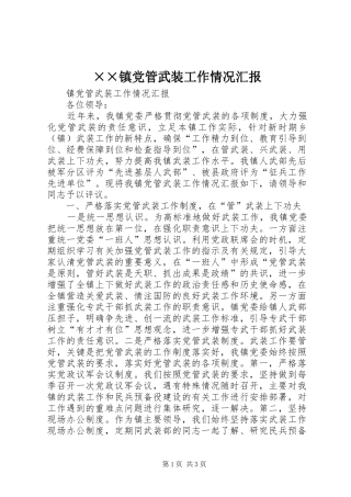 2024年镇党管武装工作情况汇报