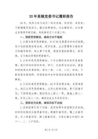 2024年镇党委书记履职报告