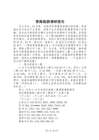 2024年青海旅游调研报告