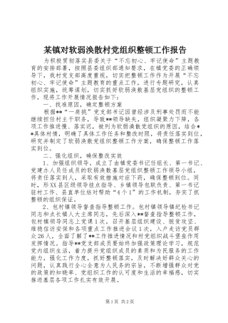 2024年镇对软弱涣散村党组织整顿工作报告