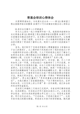 2024年青基会培训心得体会